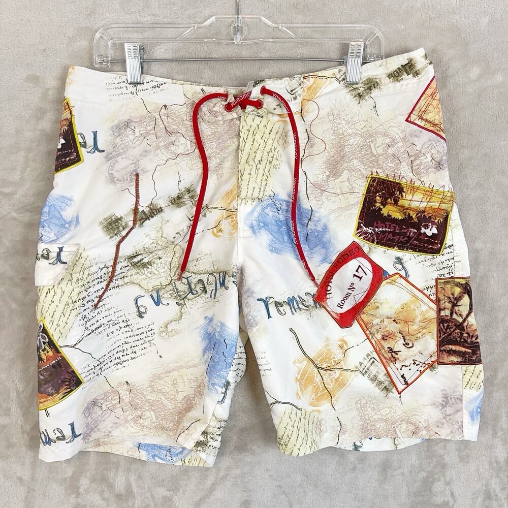 Yamamay Men's Swim Trunk Board Shorts L World Map Postcard Print Italian Resort